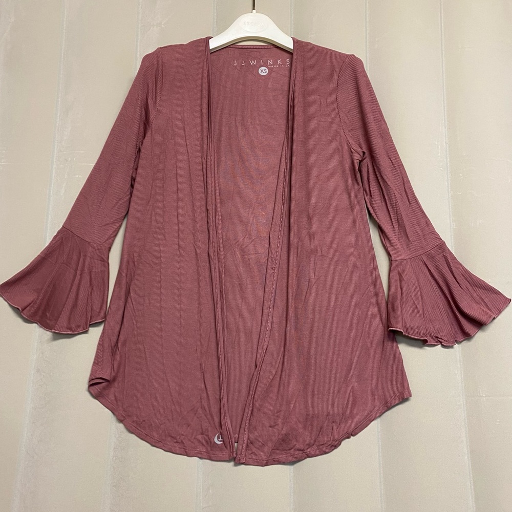 JJ Winks Womens Belle Robe XS Loungewear Pajama Cardigan Ribbed Bell Sleeves NWT